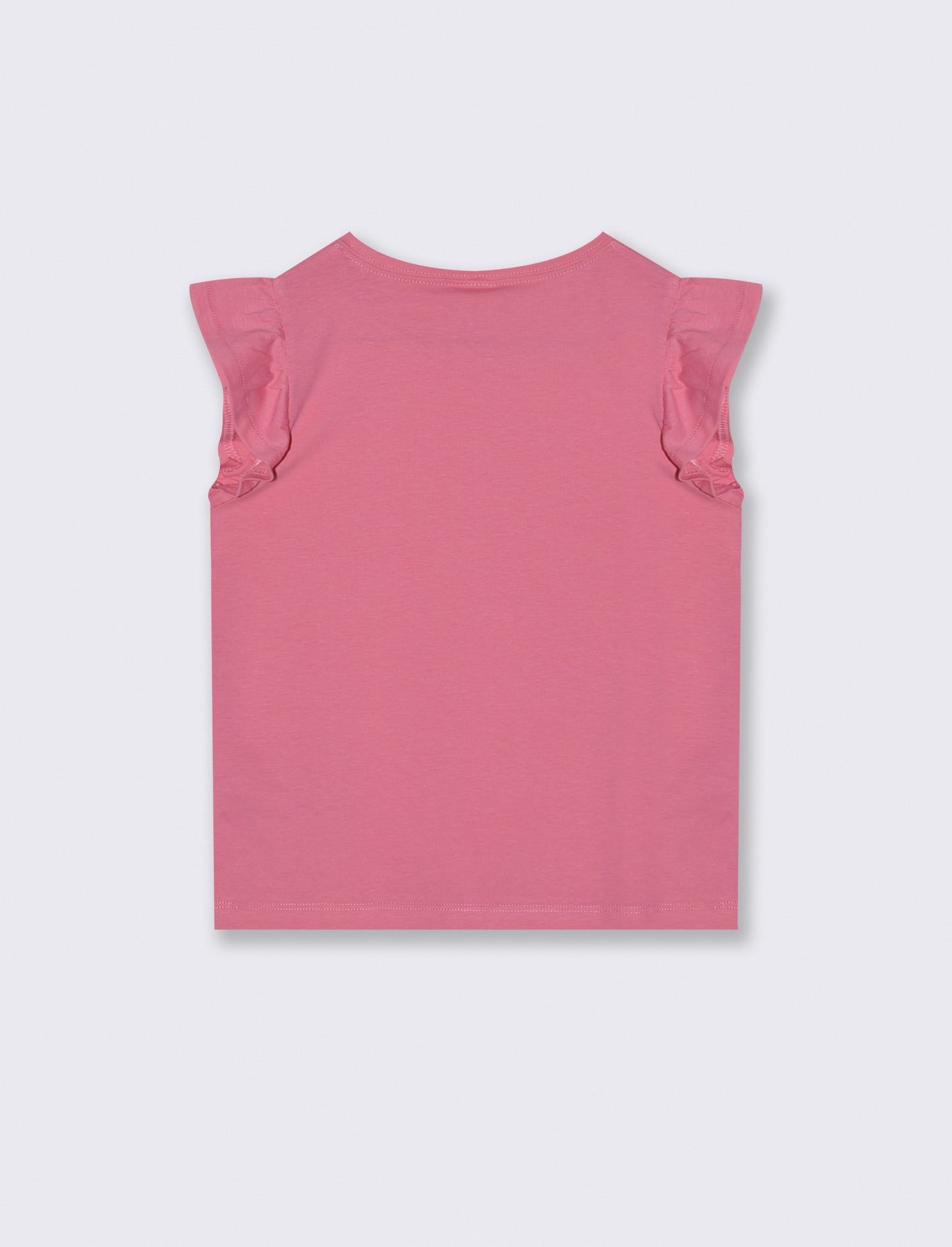 T-shirt mezza manica con volant e stampa lucida - Rosa big bubble