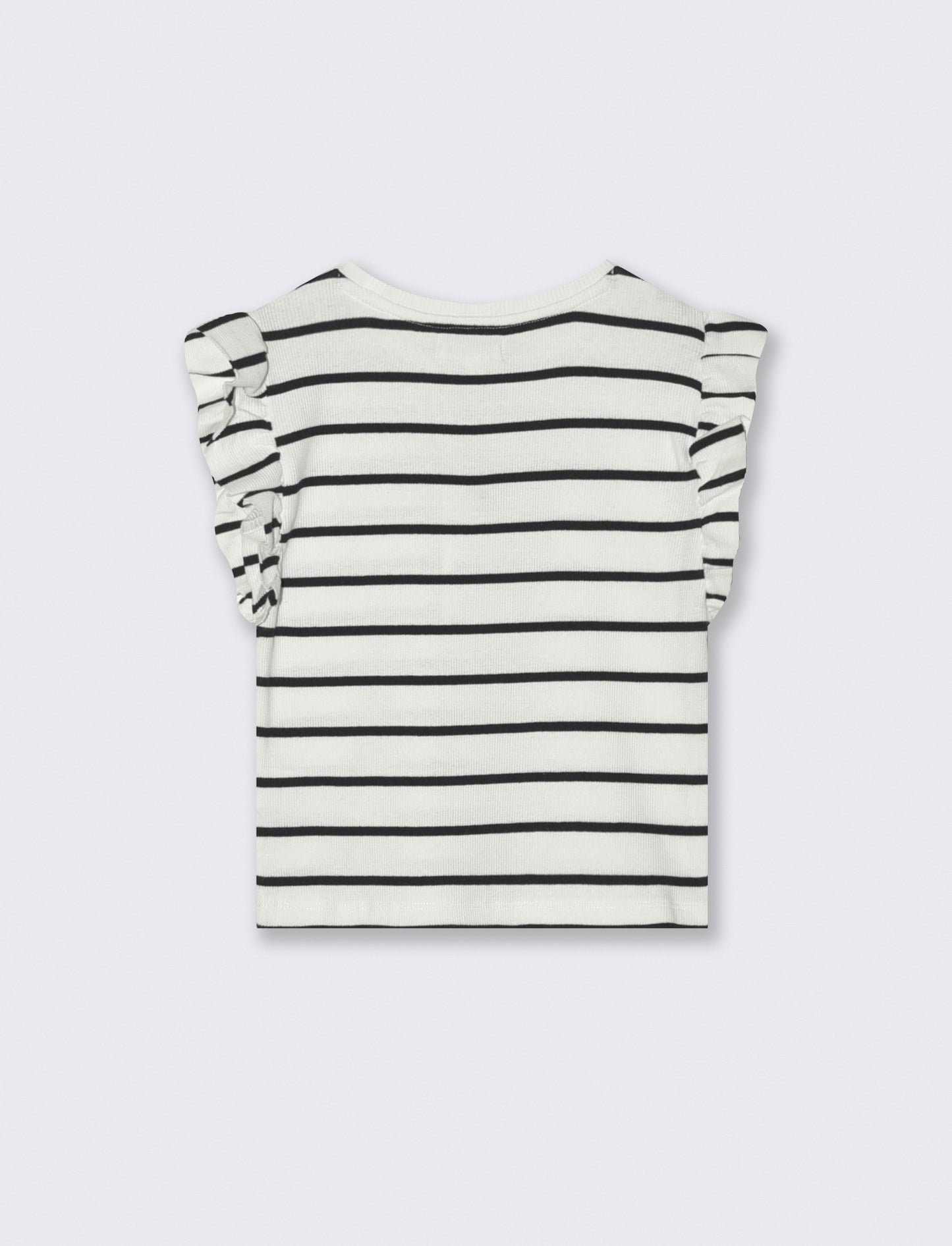 Striped ribbed girlâ€s T-shirt - White