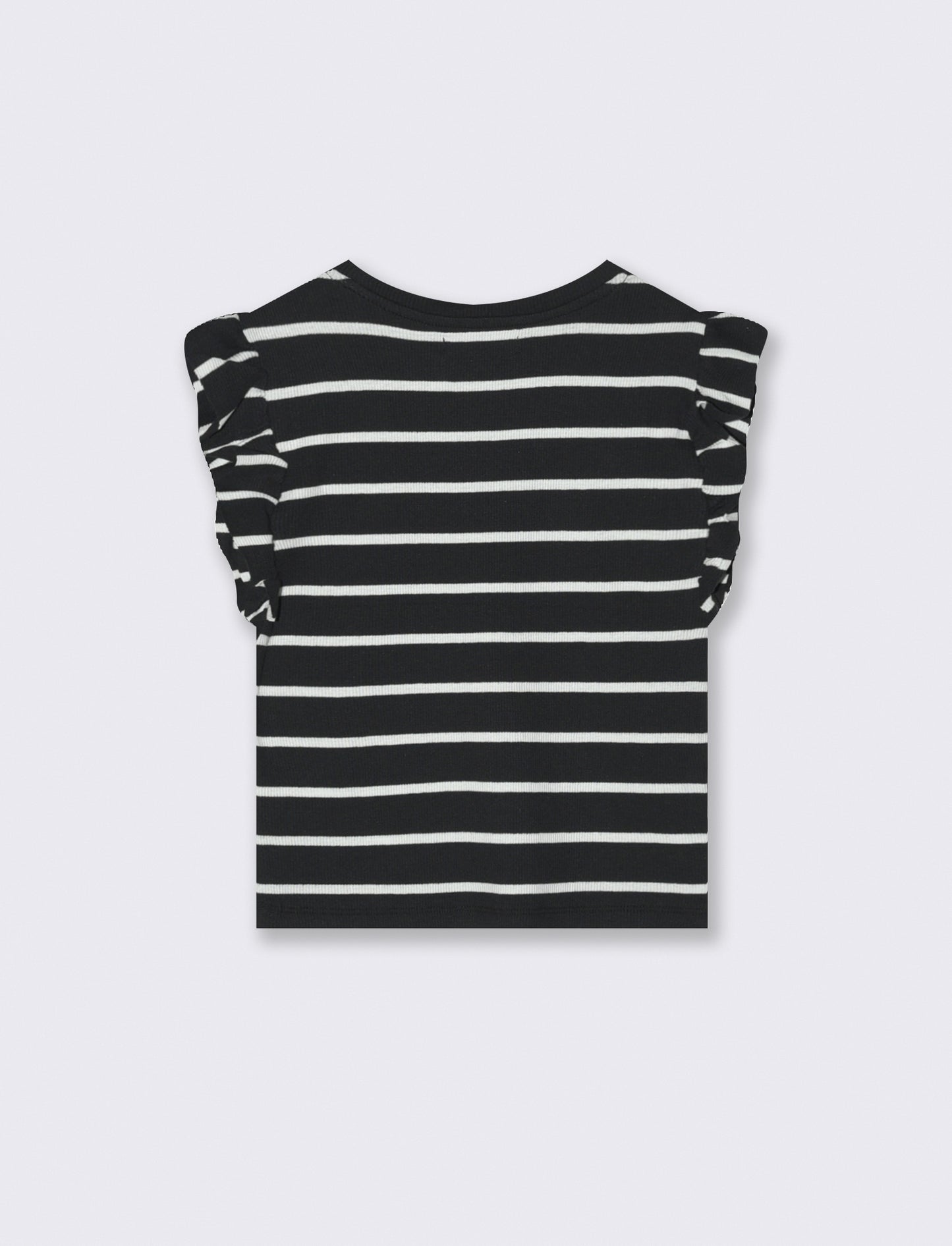 Striped ribbed girlâ€s T-shirt - Black