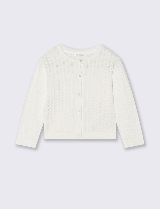 Cardigan lavorato per look romantici - Bianco latte