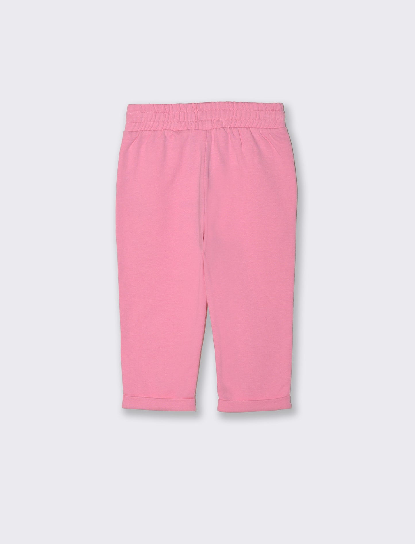 Jogger rosa in cotone con glitter e fiocco - Rosa