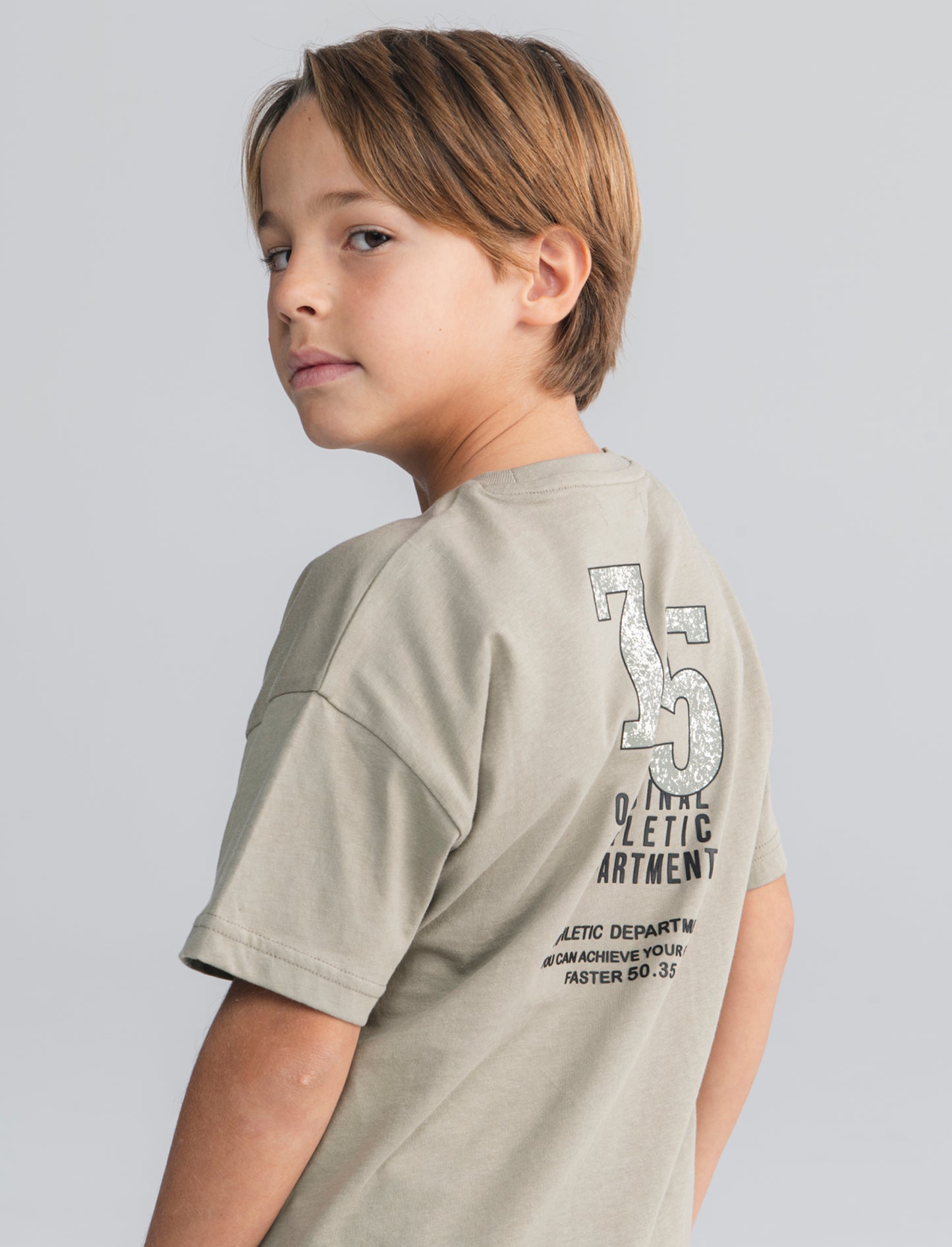 T-shirt oversize in jersey con stampa - Grigio mastice