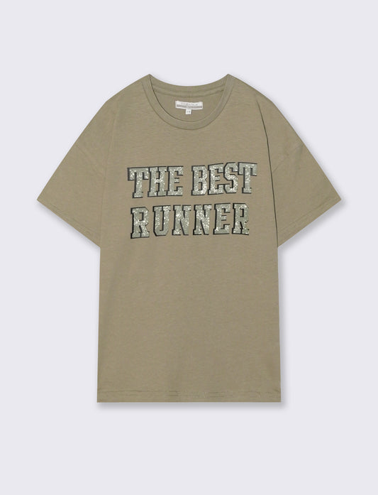 T-shirt oversize in jersey con stampa - Grigio mastice