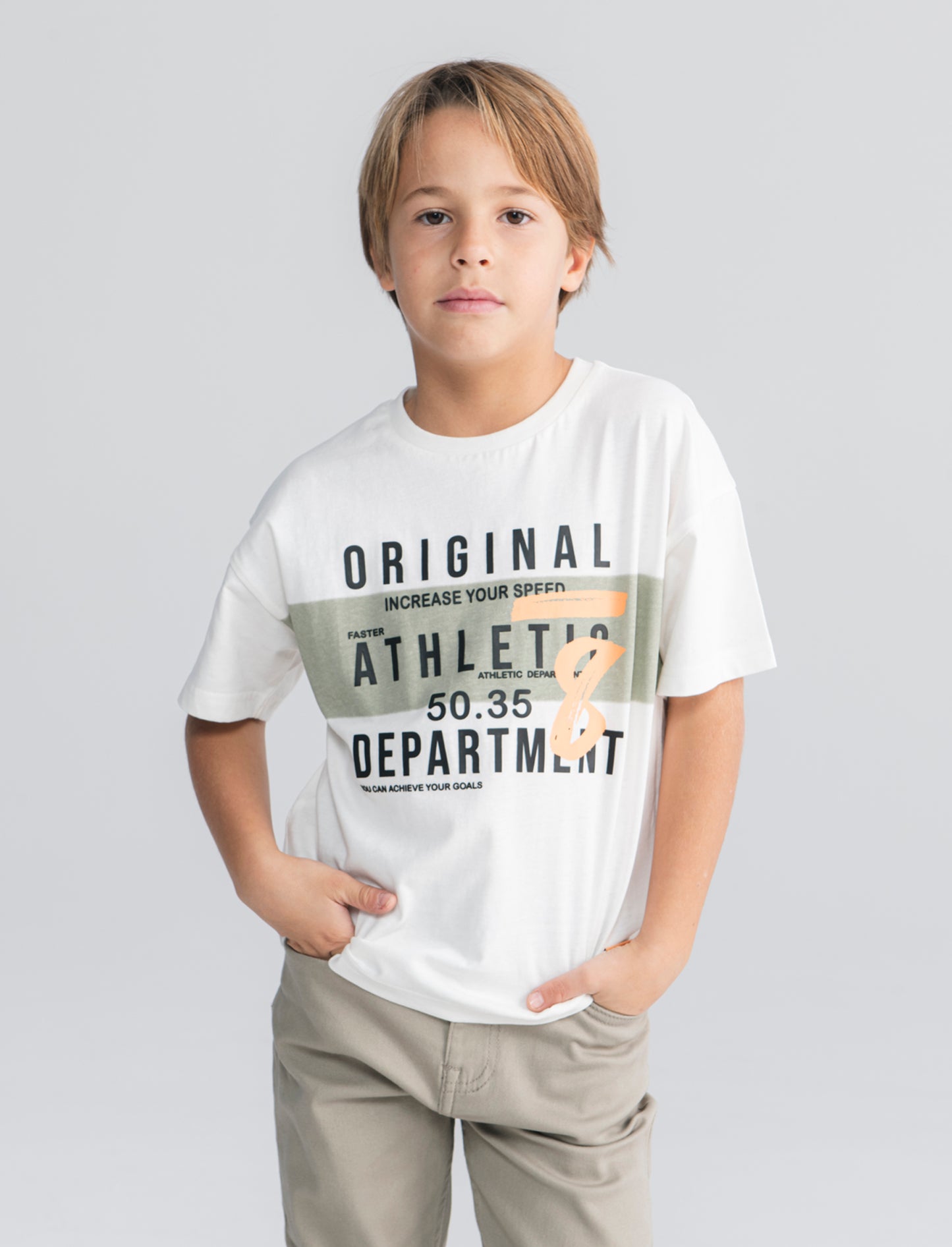 T-shirt loose in cotone con stampa estiva - Bianco latte