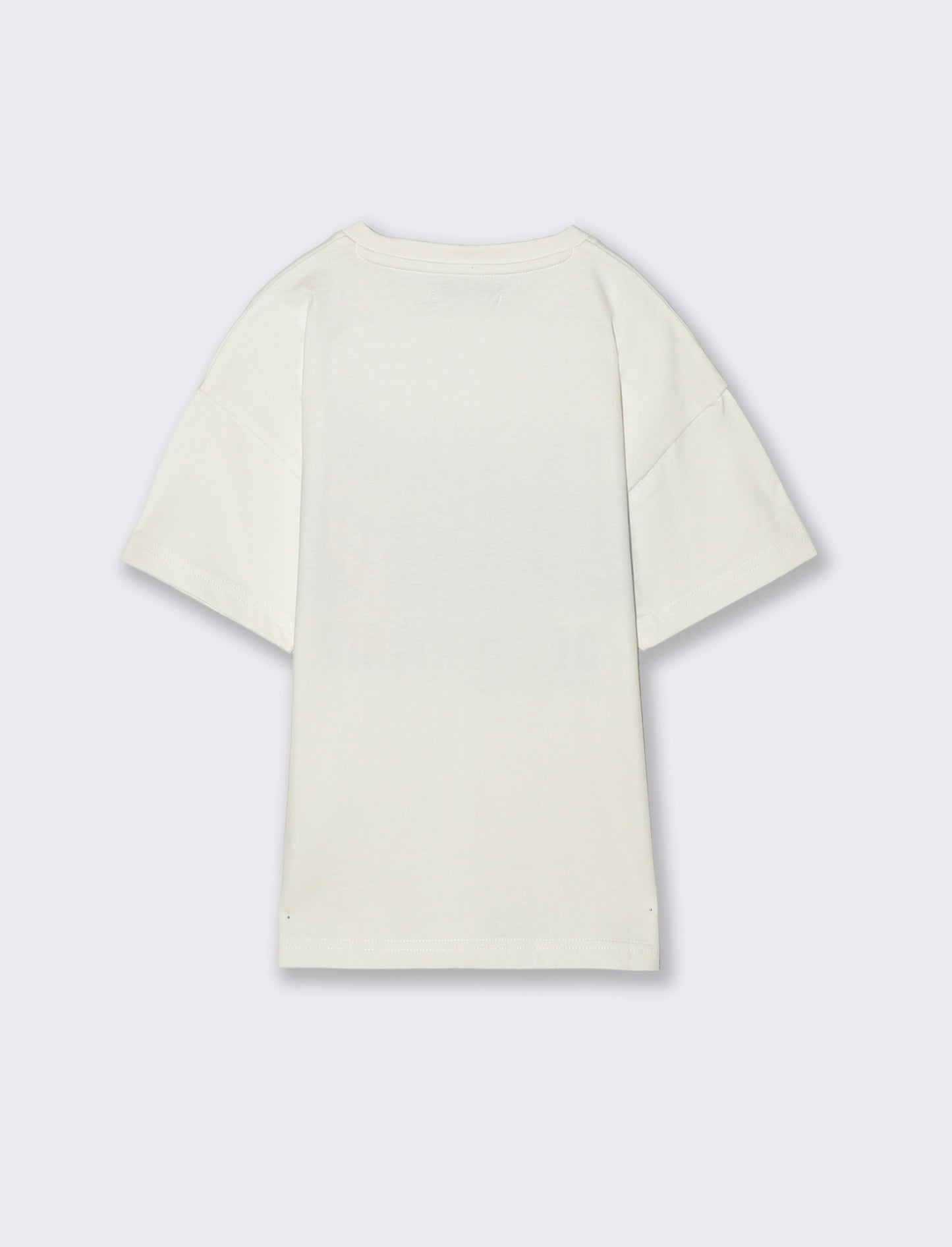 T-shirt loose in cotone con stampa estiva - Bianco latte