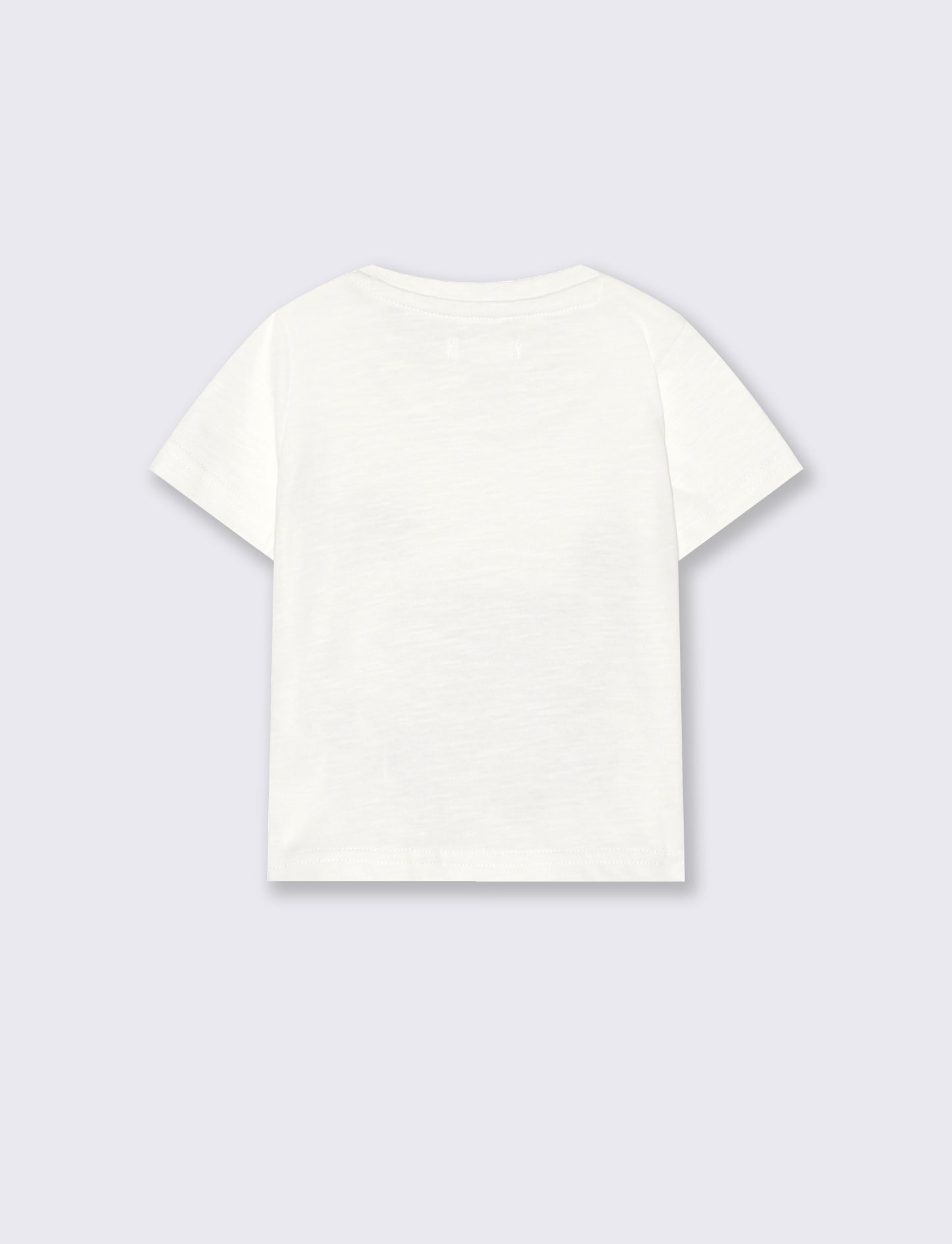 T-shirt estiva con dinosauro e tasca marsupio - Bianco latte