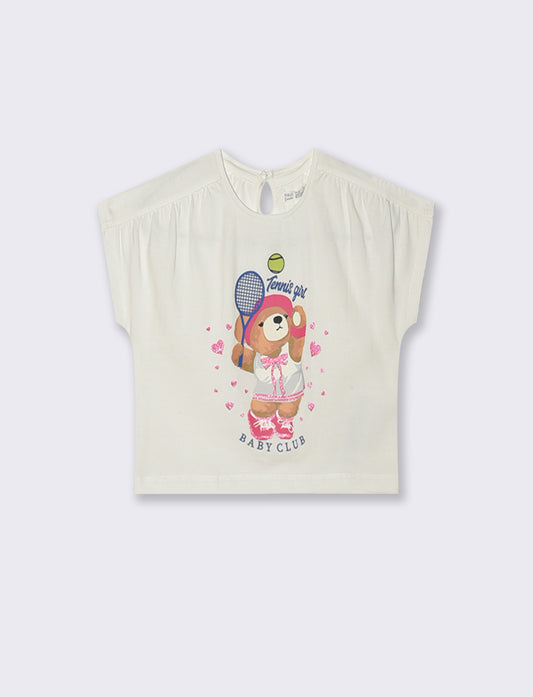 T-SHIRT GLITTER Manica corta e trendy - Bianco latte