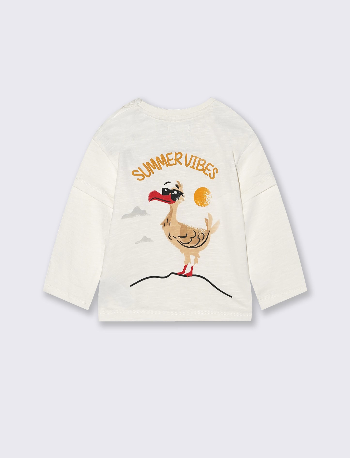 T-shirt girocollo con doppia manica - Bianco