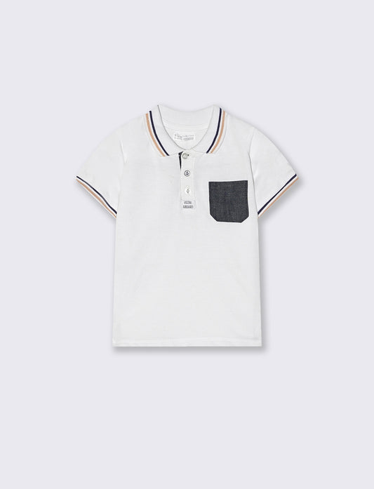 Polo a contrasto con taschino trendy - Bianco
