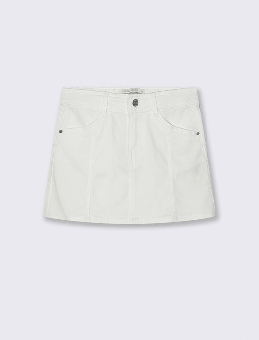 Gonna elastica con tasche e pinces - Bianco