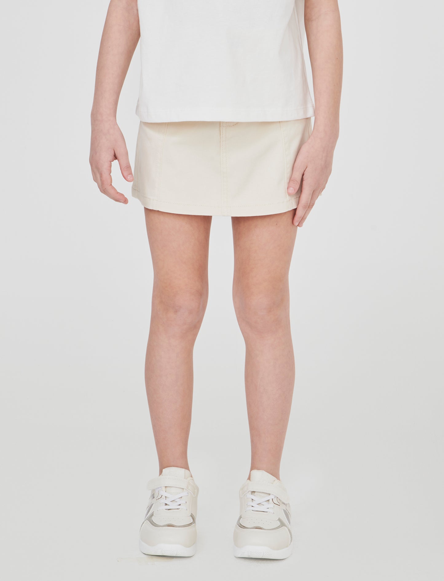 Gonna elastica con tasche e pinces - Beige