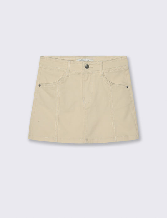 Gonna elastica con tasche e pinces - Beige