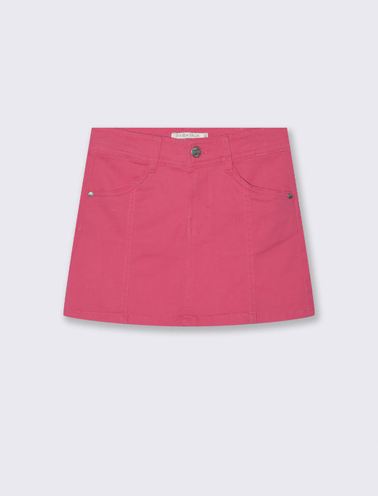 Gonna elastica con tasche e pinces - Fuxia