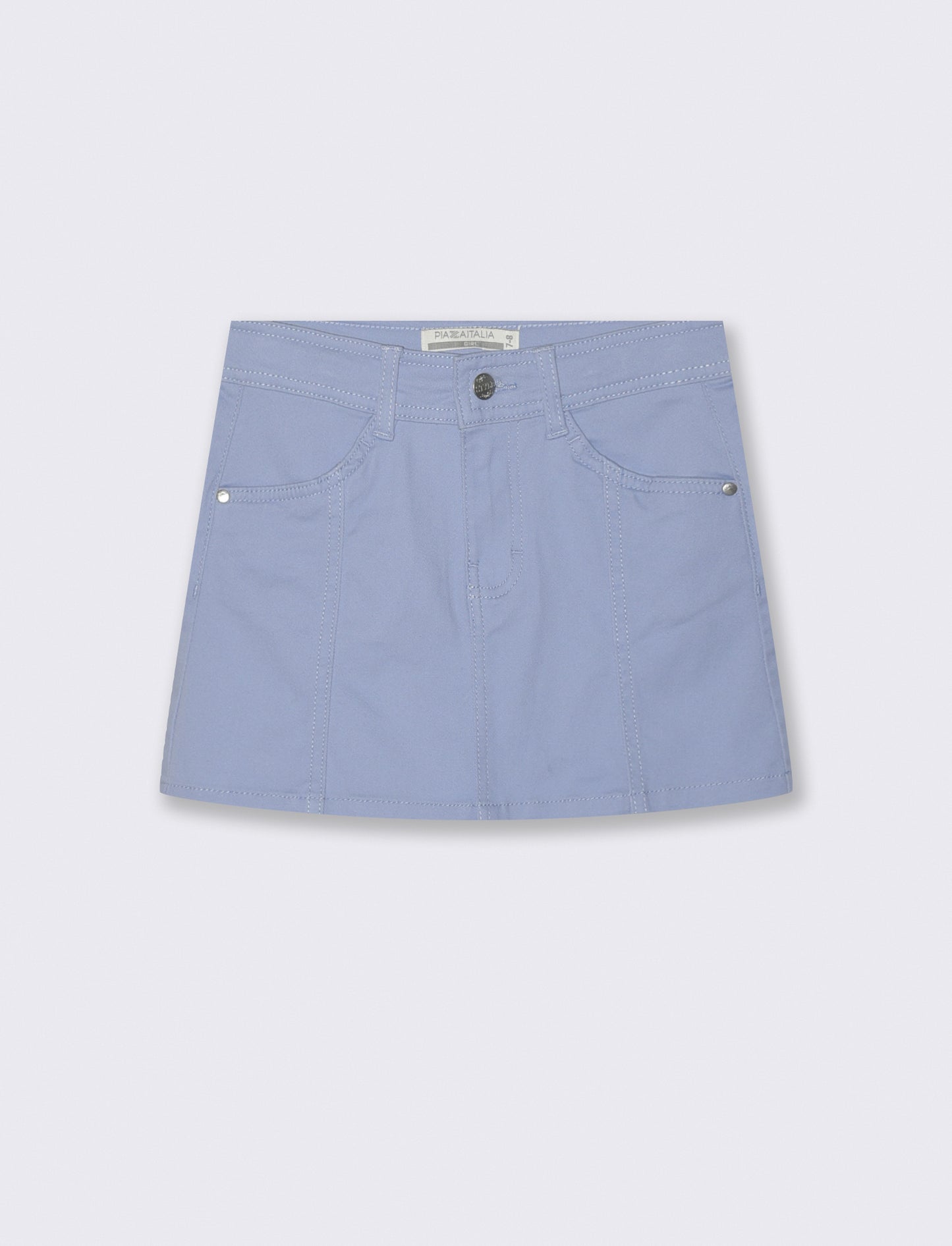 Gonna elastica con tasche e pinces - Azzurro
