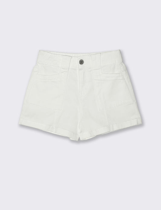 Short in cotone da bambina freschi e comodi - Bianco