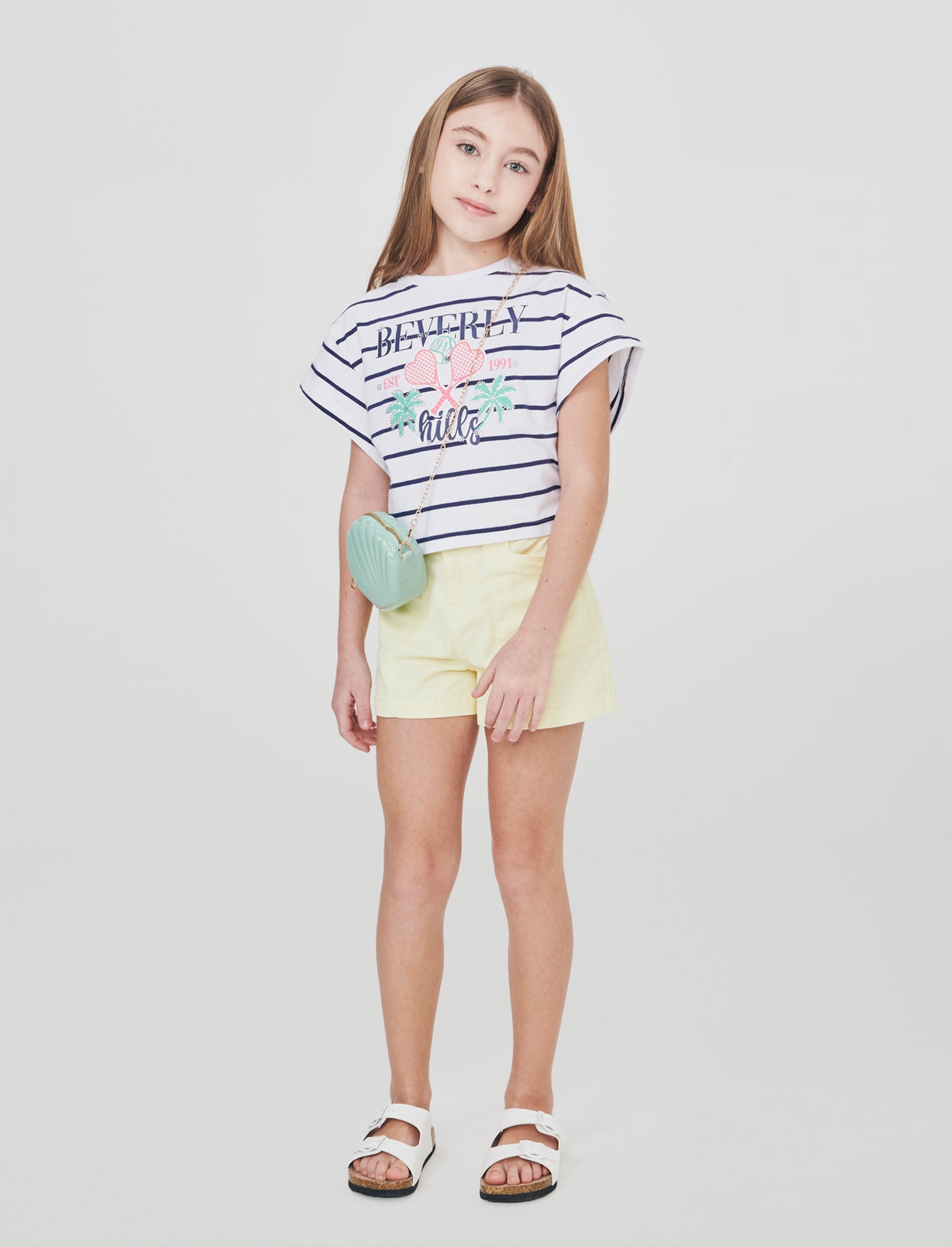 Short in cotone da bambina freschi e comodi - Giallo