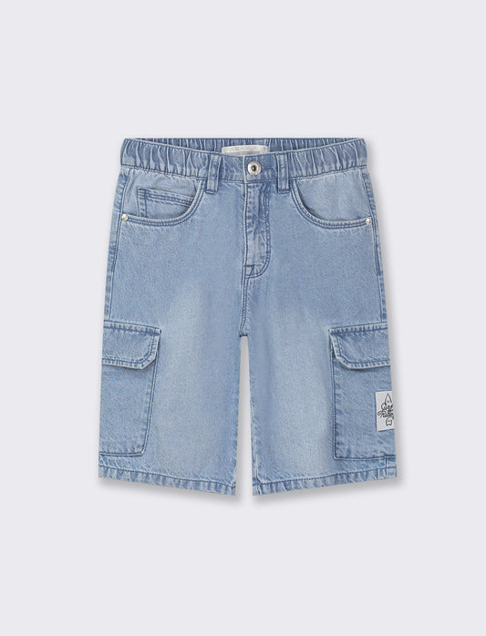 Bermuda in denim cargo - Denim