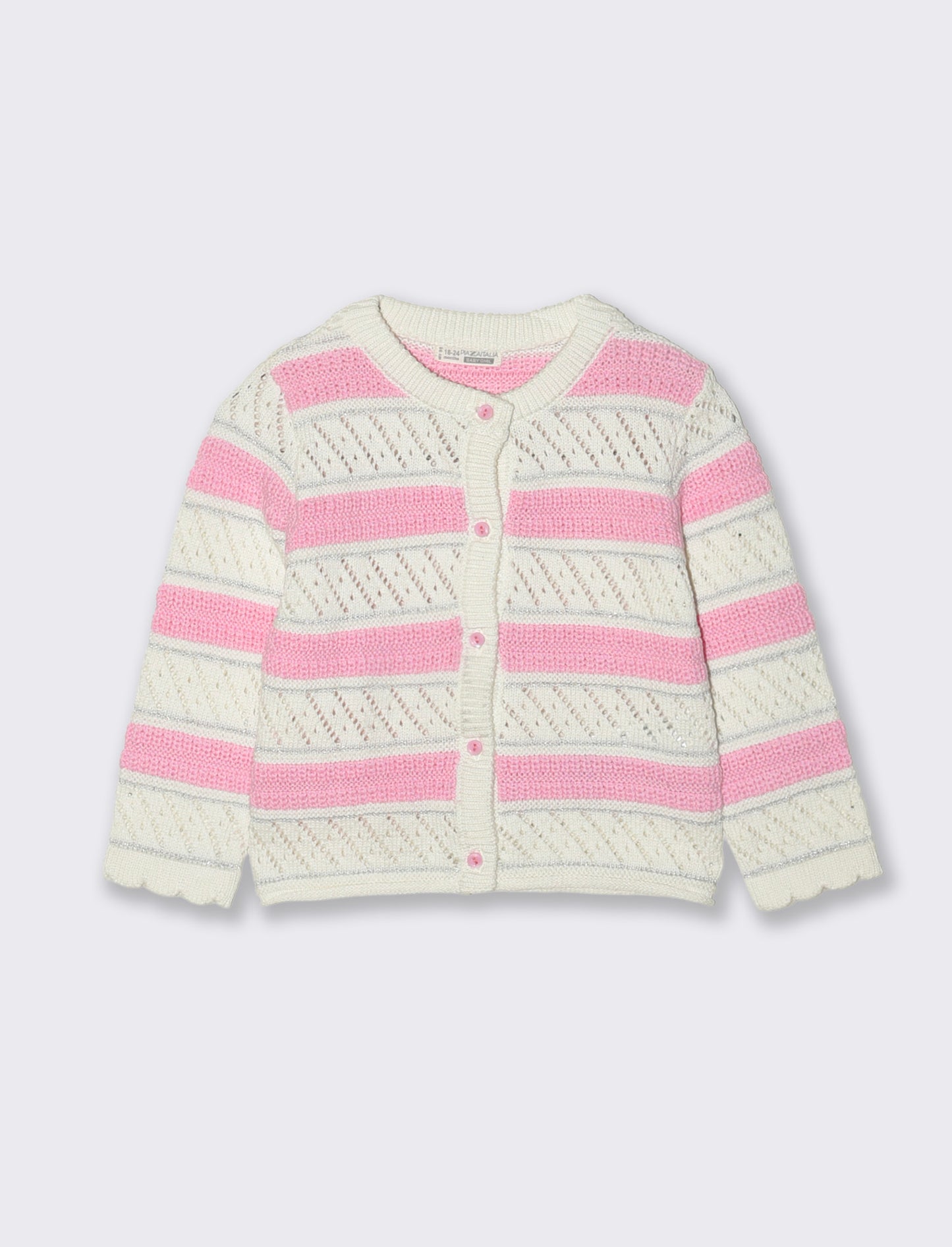 Cardigan a righe in misto cotone traforato - Multicolore