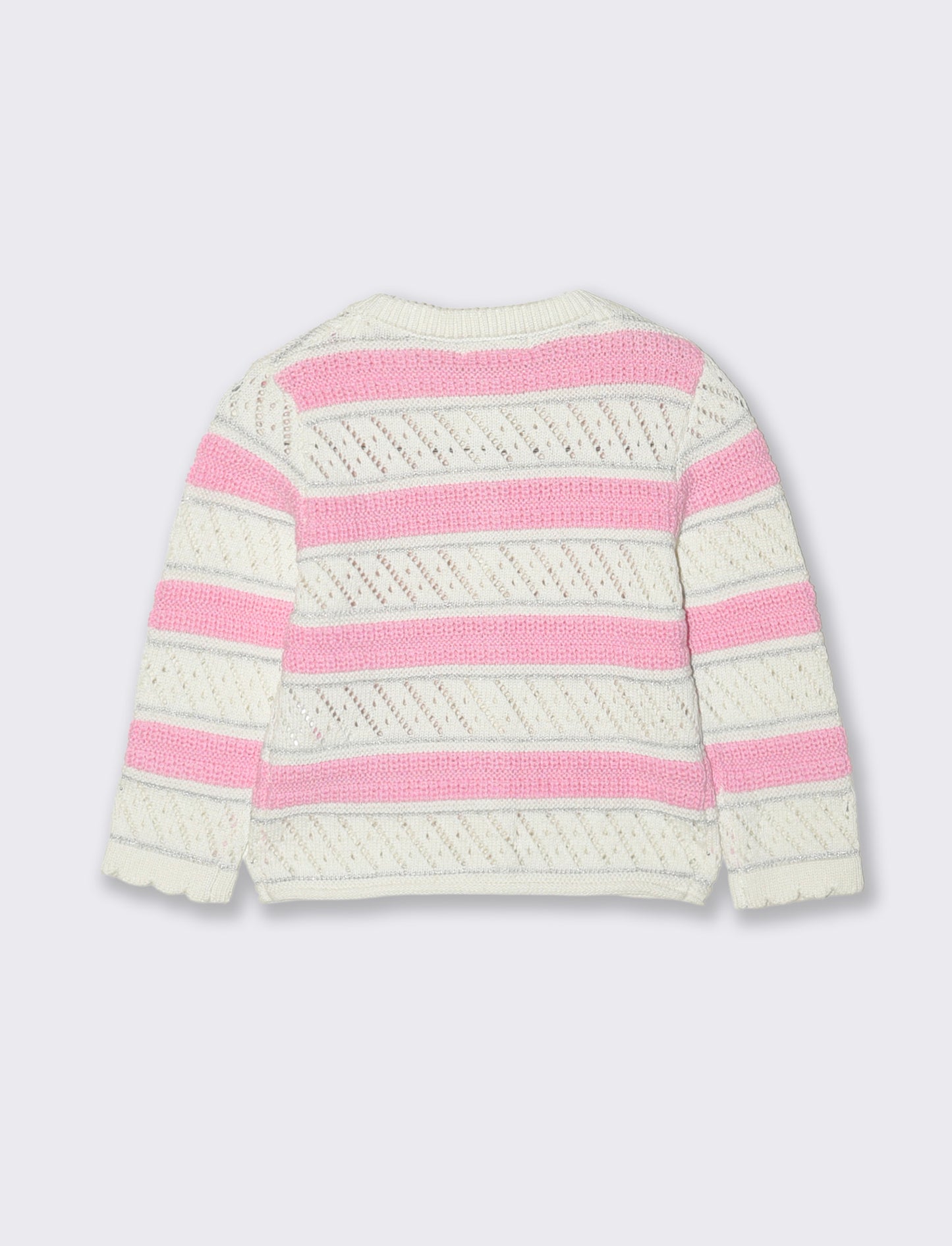 Cardigan a righe in misto cotone traforato - Multicolore