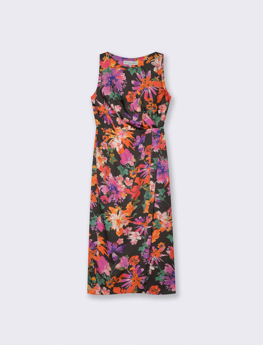 Vestito lungo stampato con drappeggio - var 1