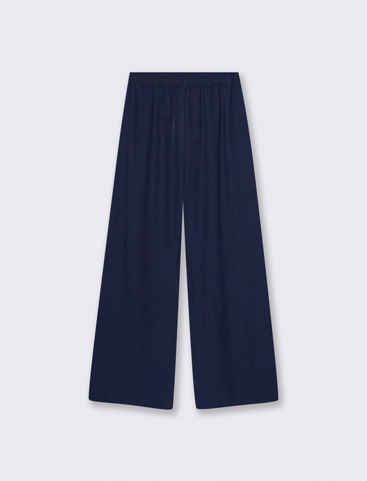 Pantalone palazzo con elastico - Blu