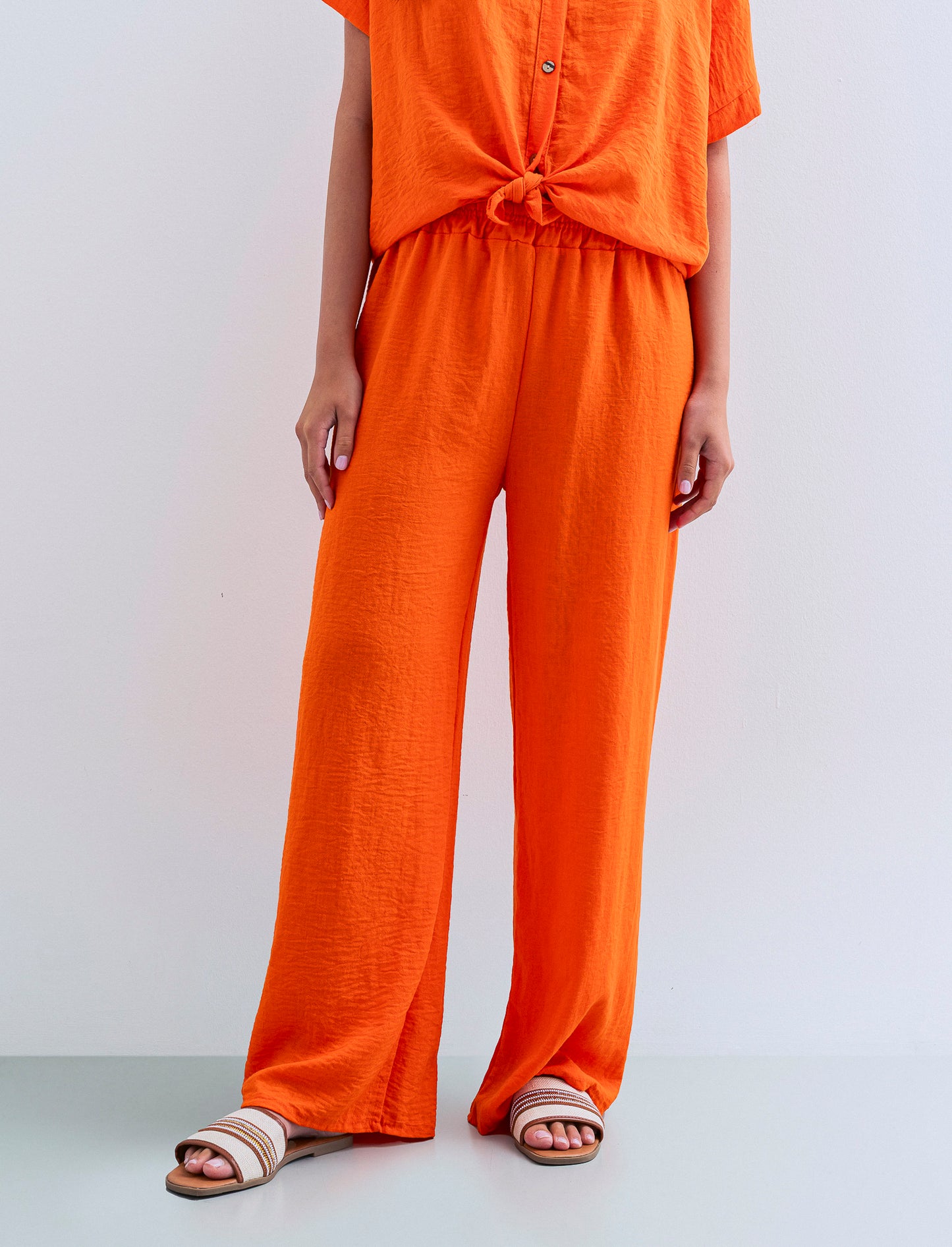 Pantalone palazzo con elastico - Arancio