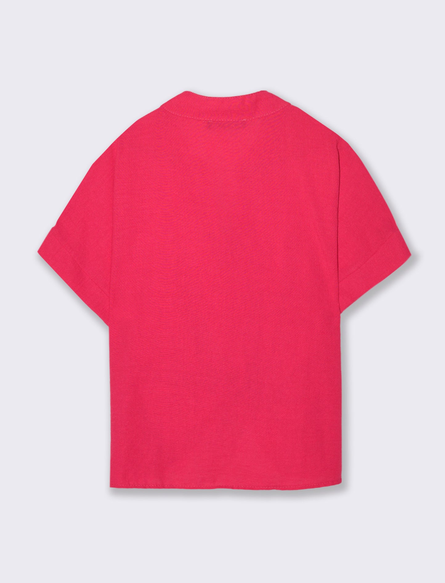 Camicia mezza manica collo coreana - Fuxia