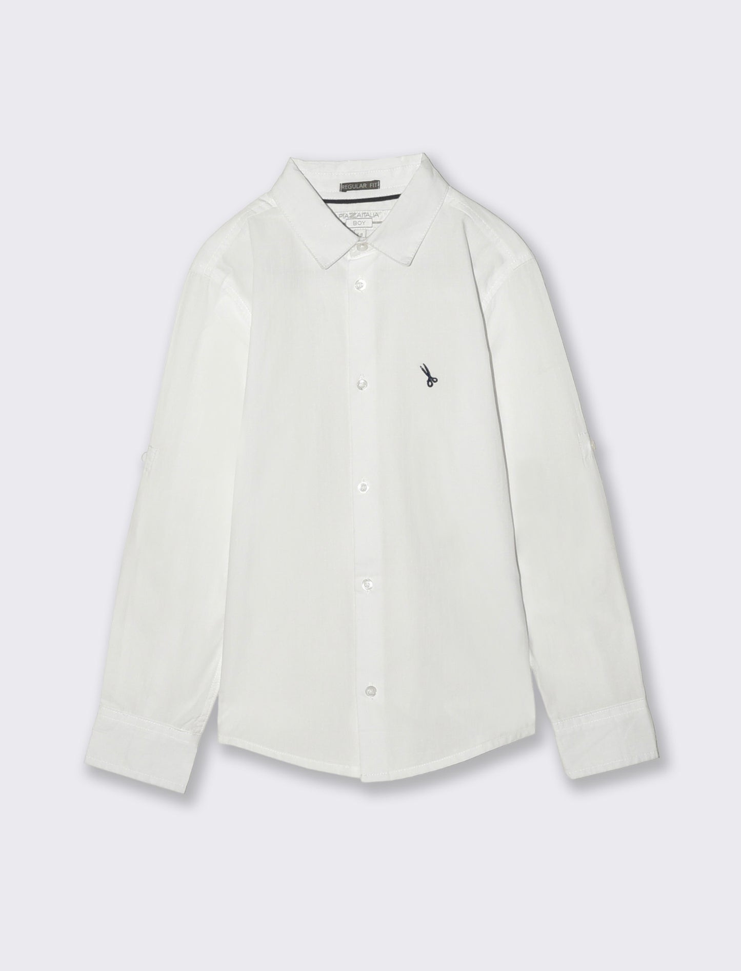 Camicia in cotone maniche lunghe ricamata - Bianco
