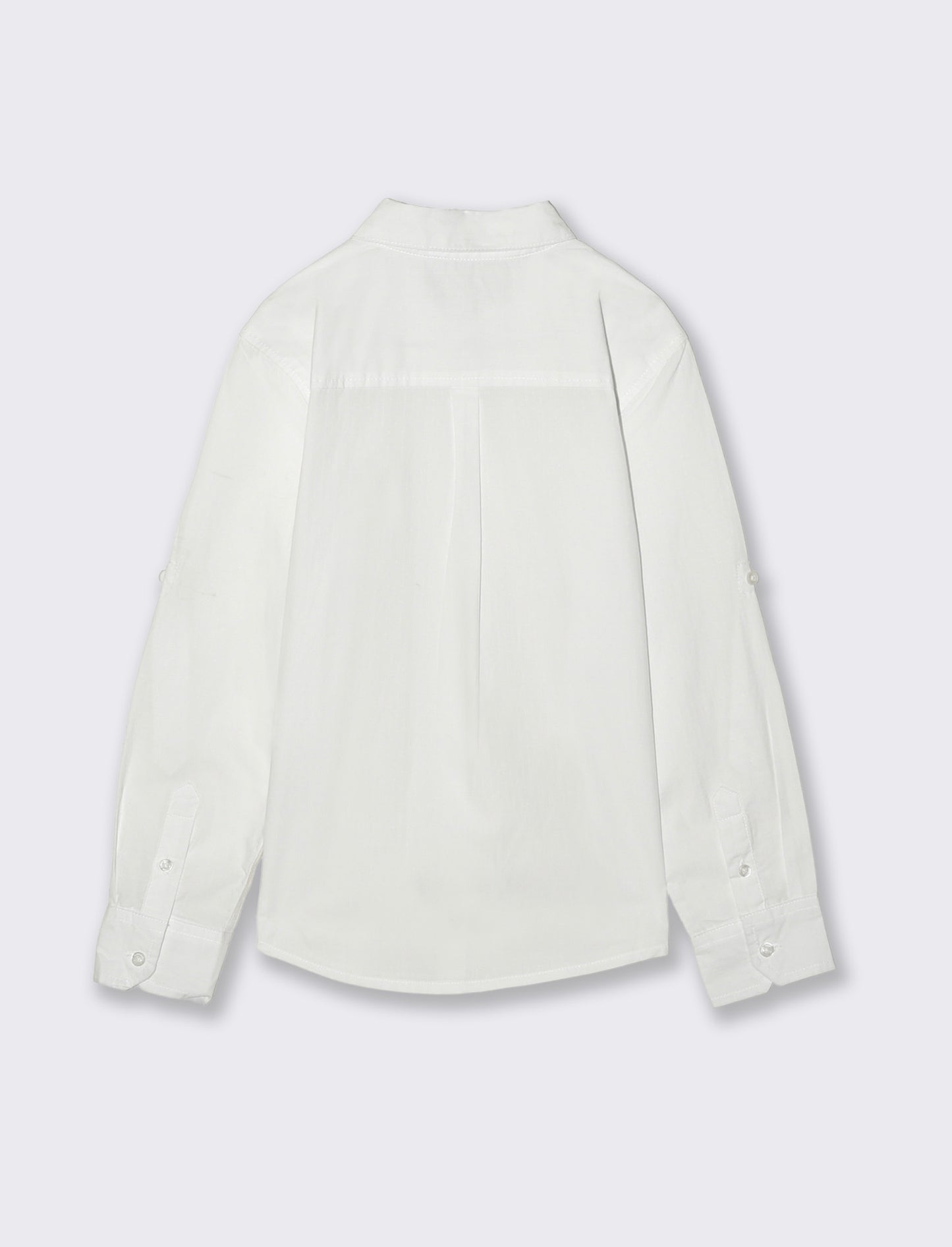 Camicia in cotone maniche lunghe ricamata - Bianco