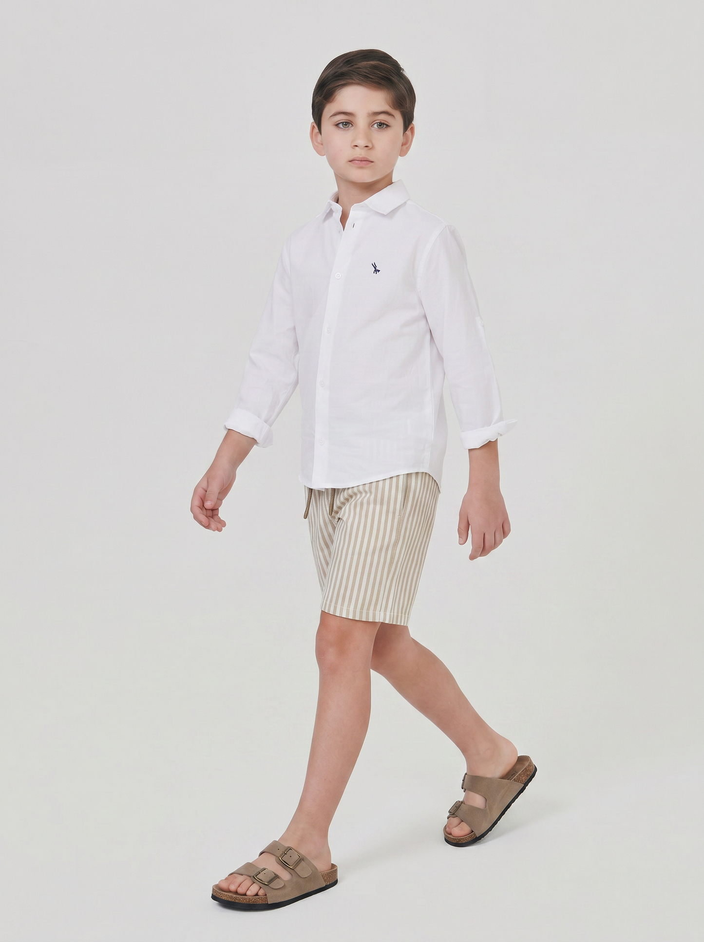 Bermuda in misto lino a righe casual - Righe
