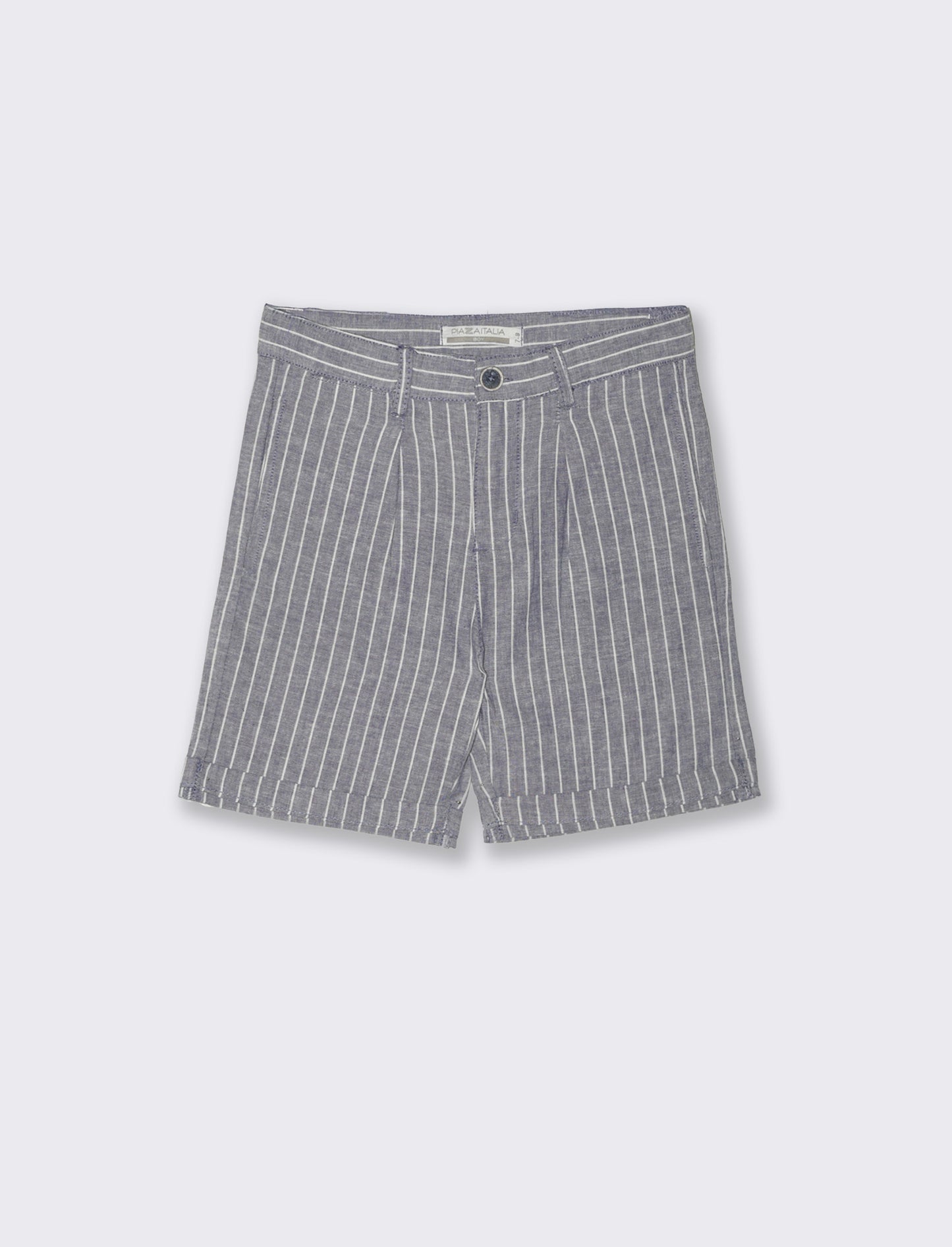 Bermuda in misto lino con zip e tasche - Righe