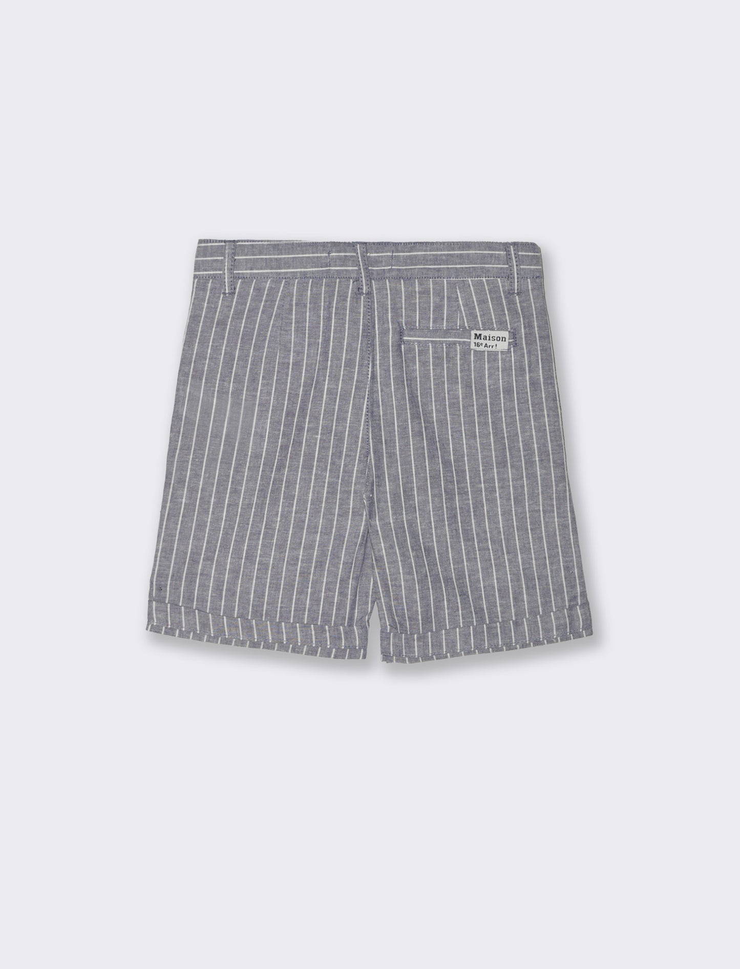 Bermuda in misto lino con zip e tasche - Righe