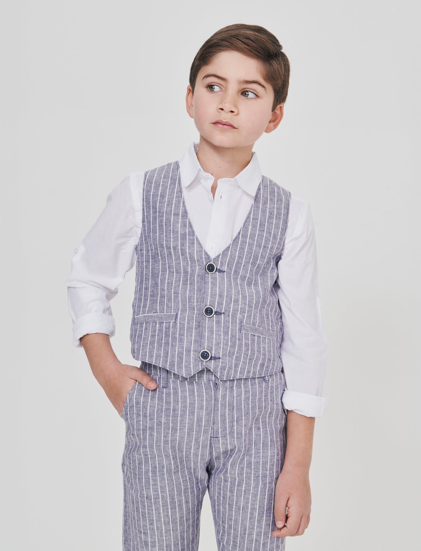 Linen blend gilet with front opening - Pattern