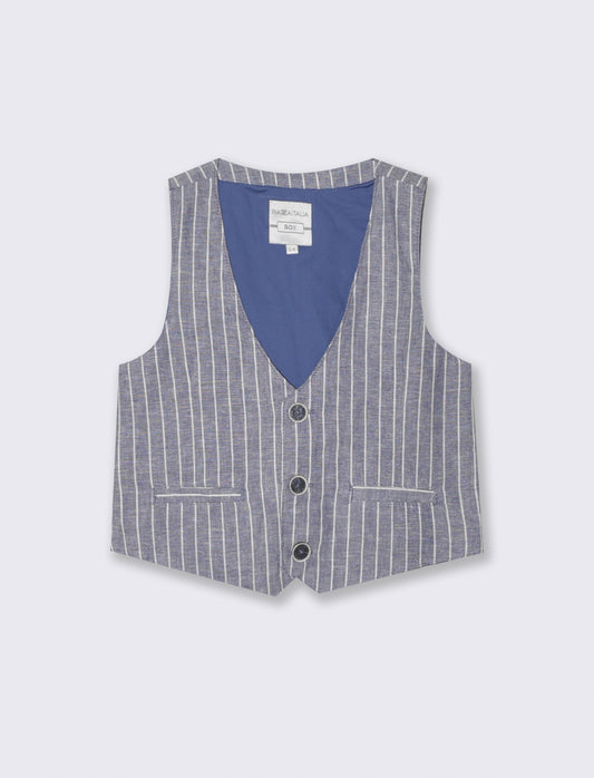 Linen blend gilet with front opening - Pattern