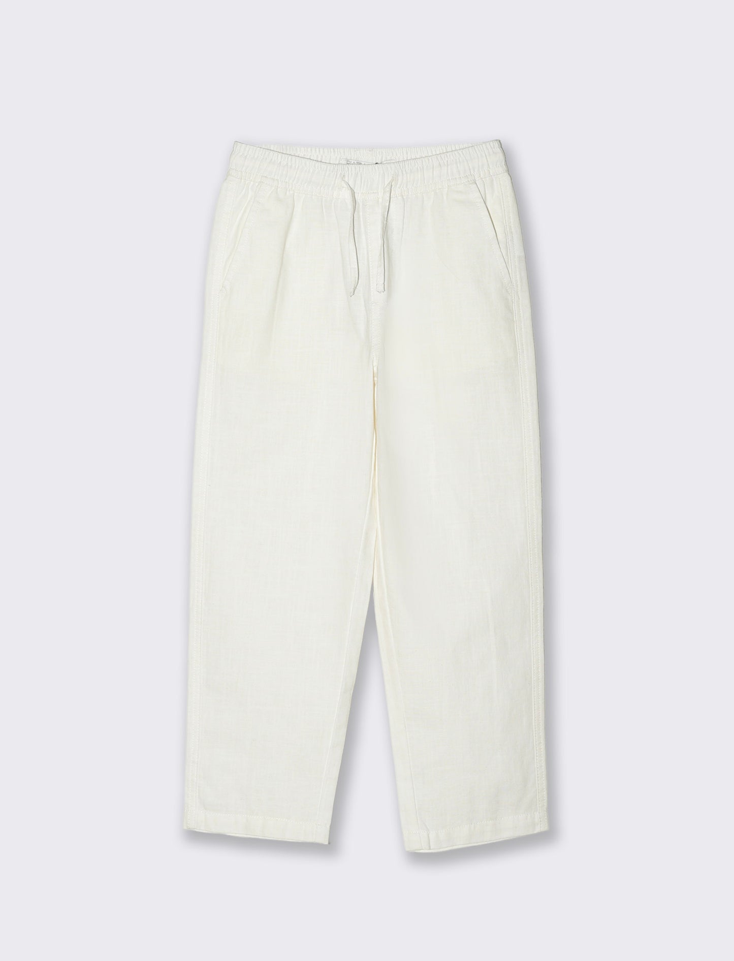 Pantaloni in misto lino con coulisse - Crema