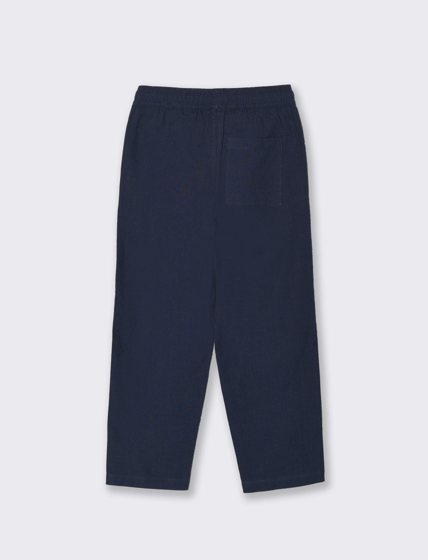 Linen blend pants with drawstring - Blue