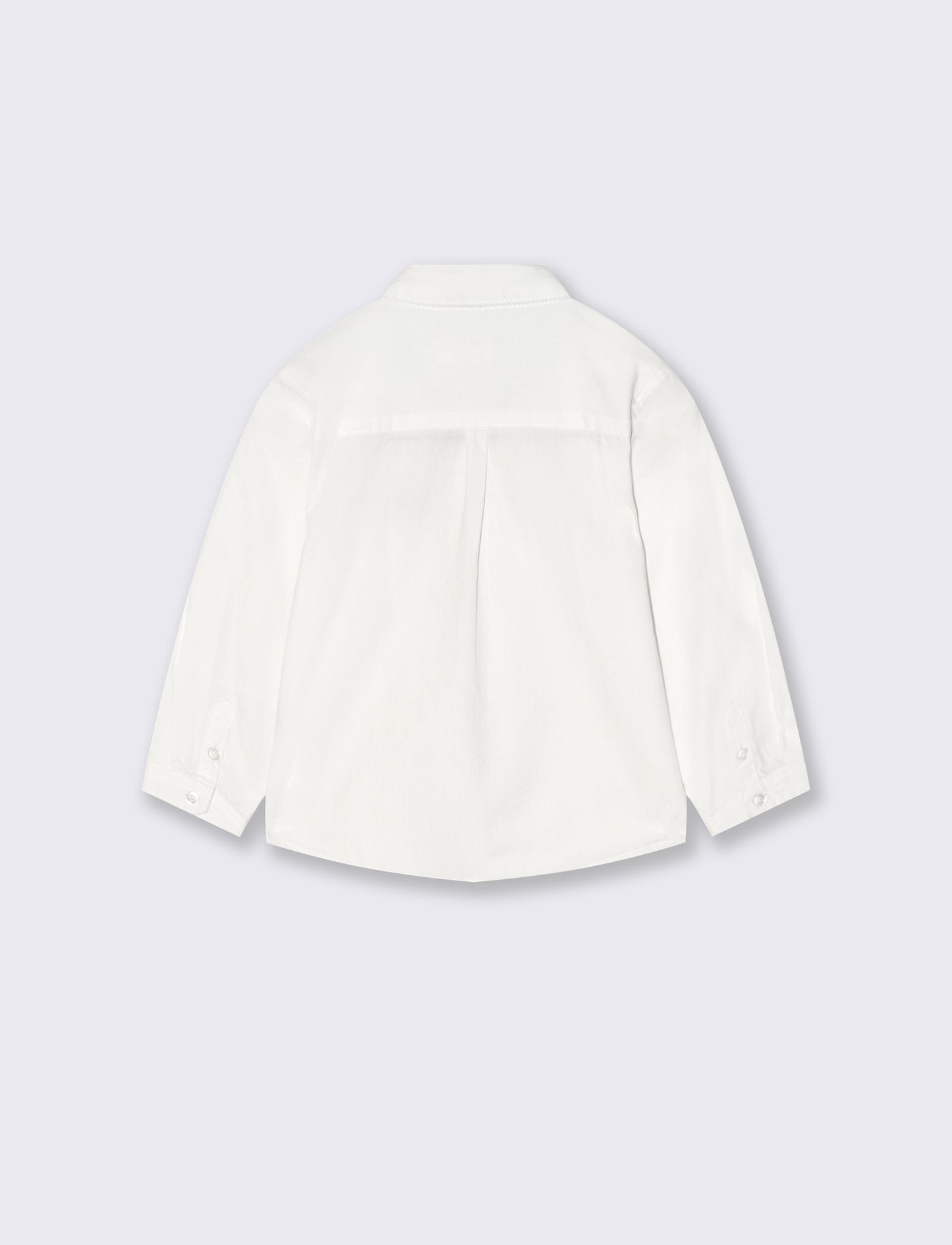 Camicia manica lunga con ricamo al petto - Bianco