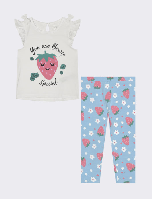Completo canotta e leggings con stampa - Bianco