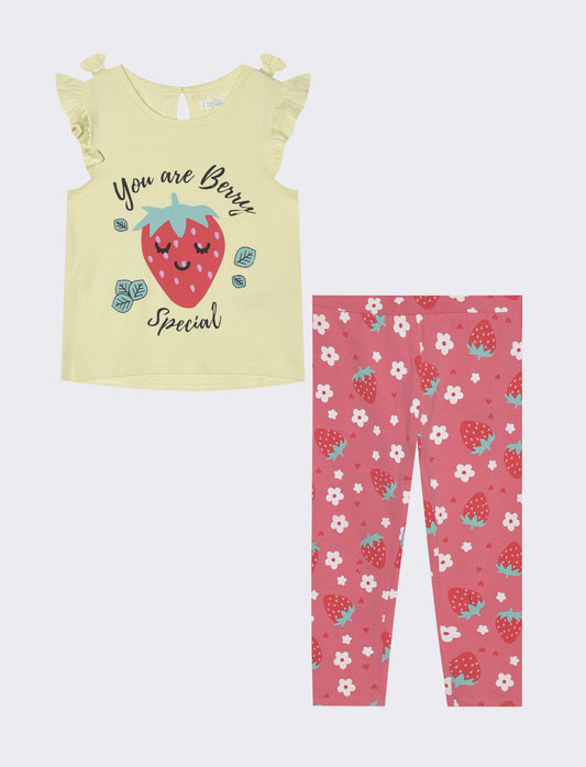 Completo canotta e leggings con stampa - Giallo