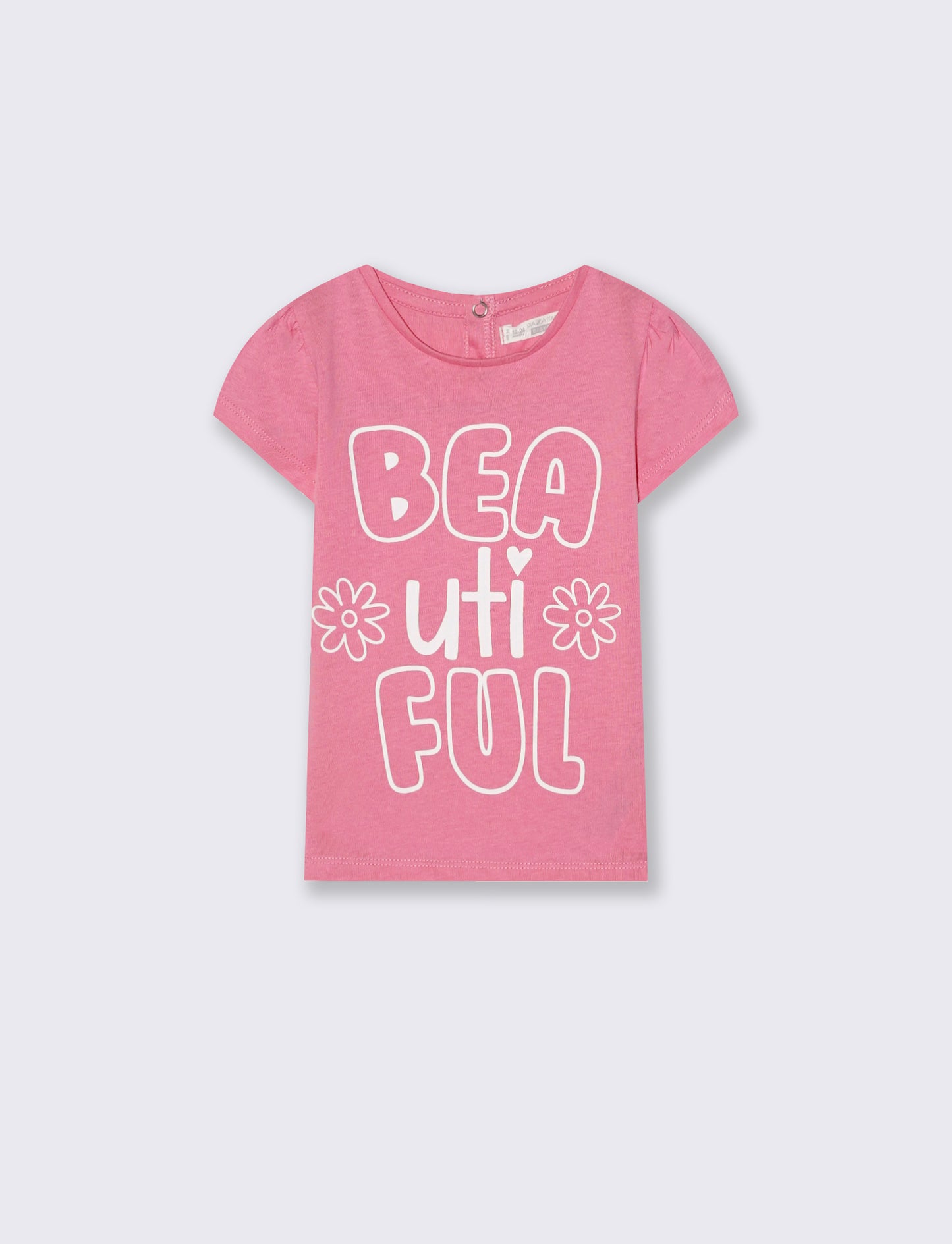 T-shirt girocollo manica corta con stampa - Rosa big bubble