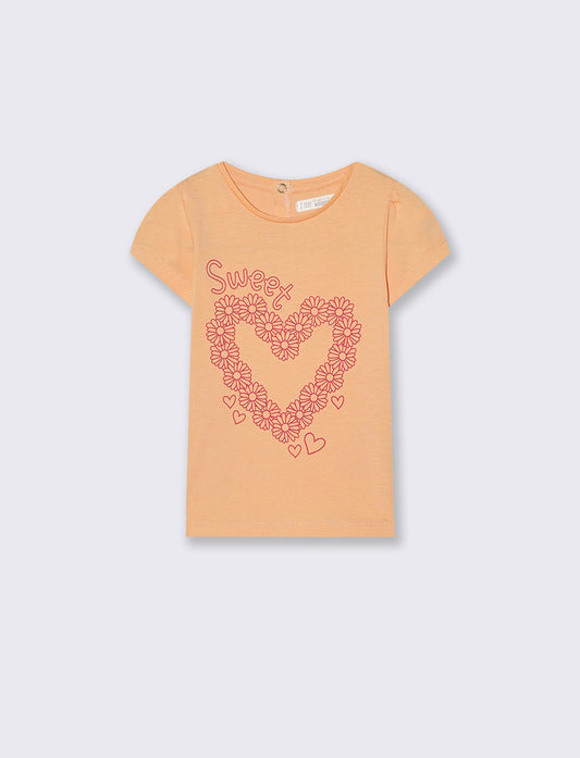 T-shirt girocollo manica corta con stampa - Pesca