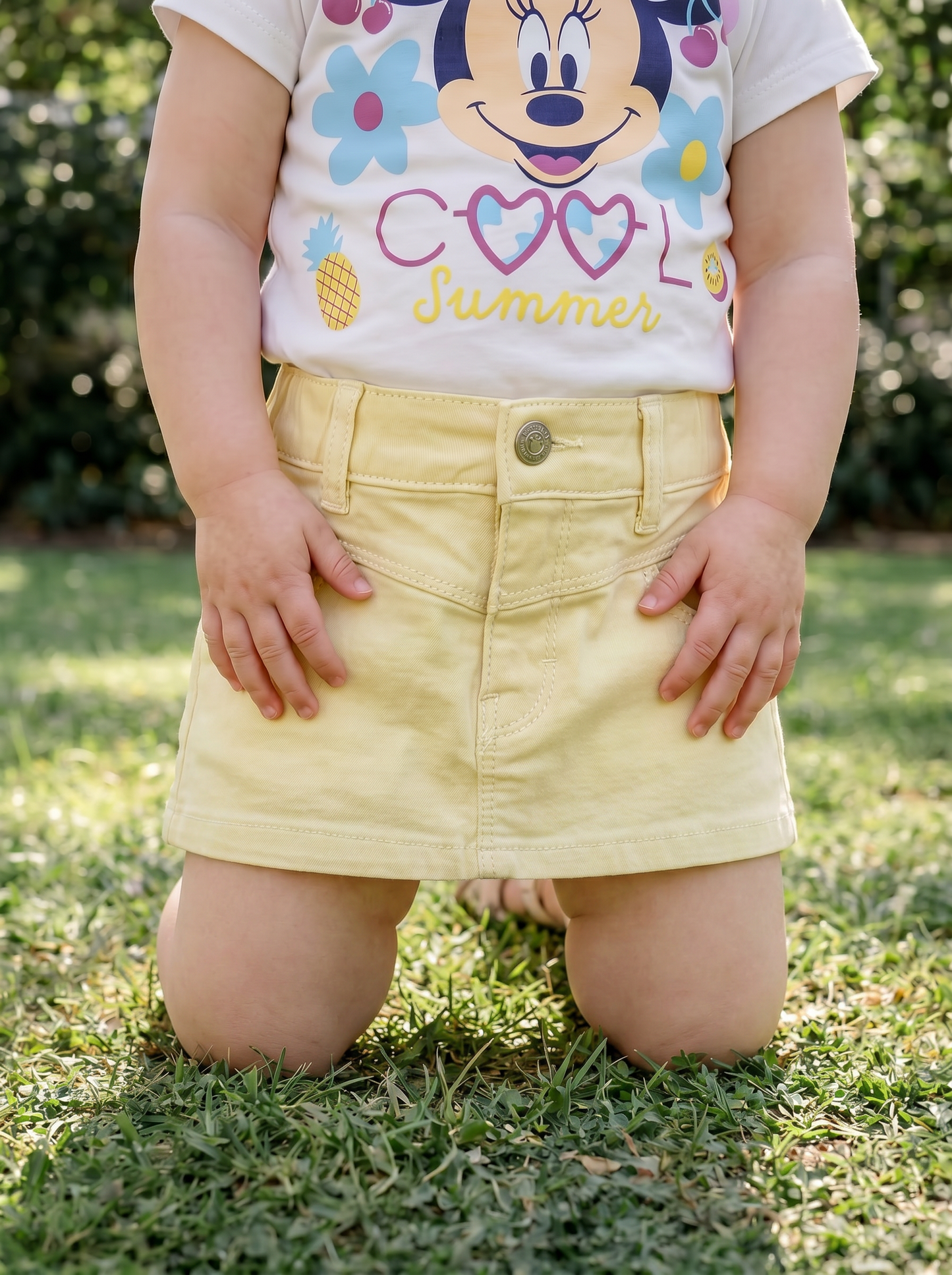 Twill skirt with pockets for spring - Yellow