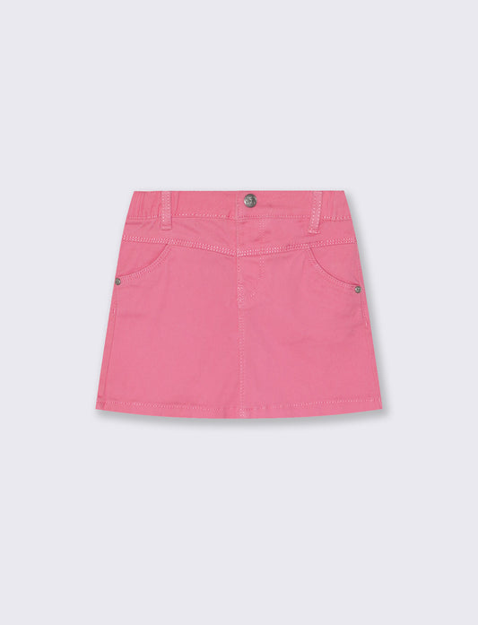 Gonna in twill con tasche per primavera - Rosa big bubble