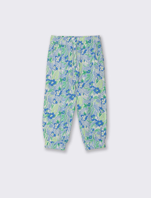 Pantaloni ampi a fantasia in viscosa - Verde