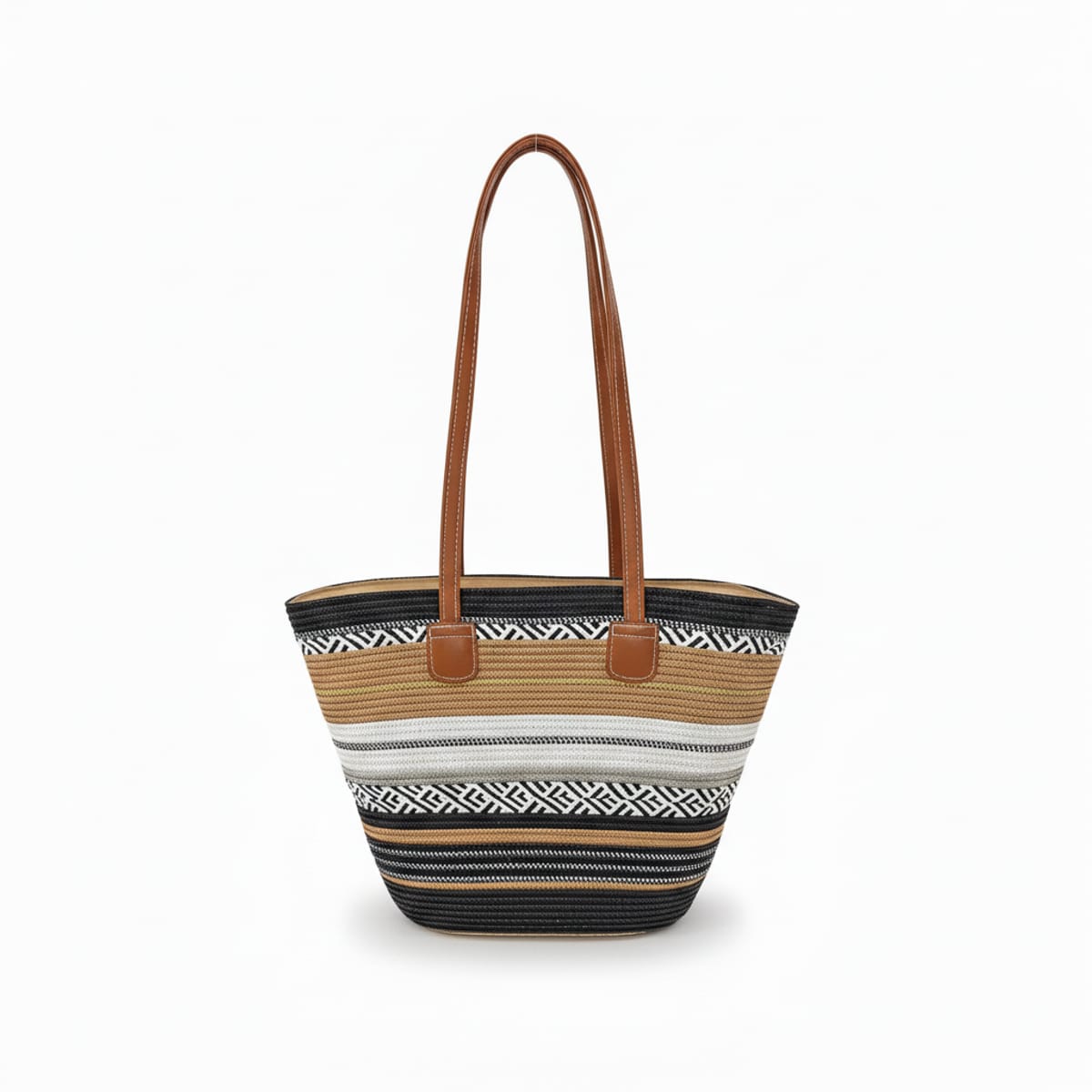Borsa donna shopper carta righe fantasia - Nero