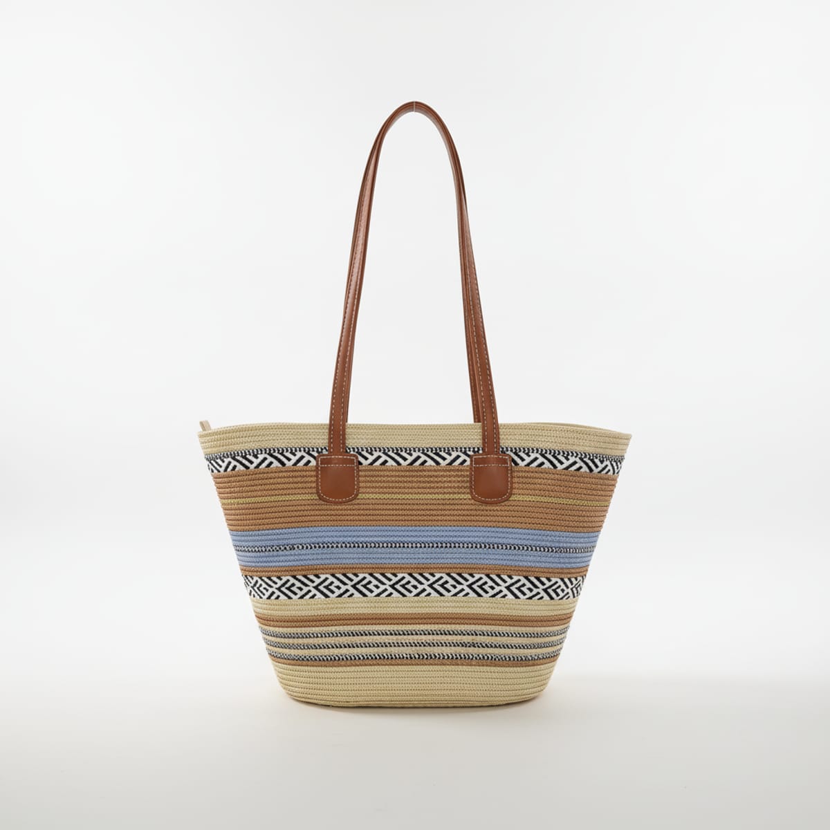 Borsa donna shopper carta righe fantasia - Azzurro