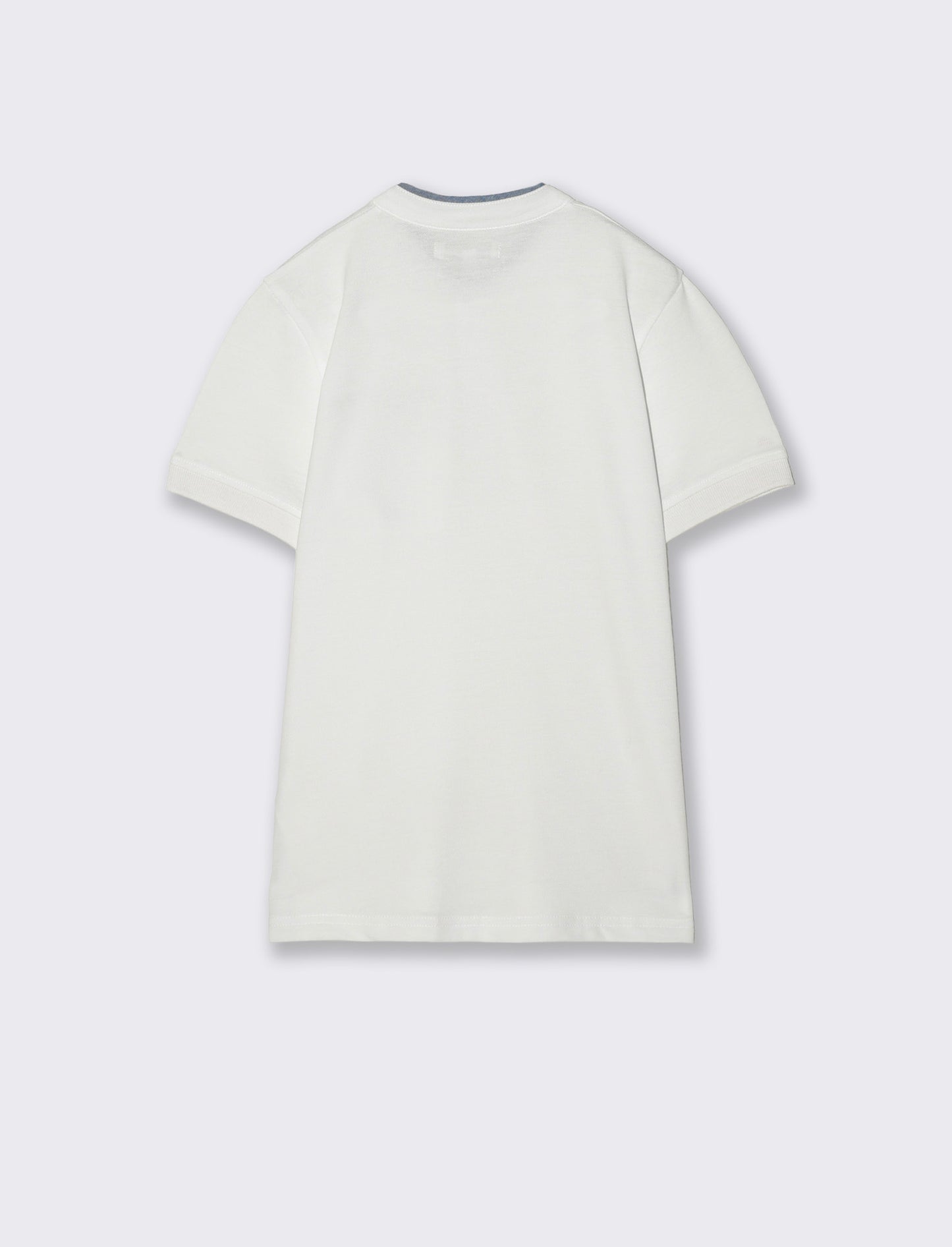 T-shirt collo coreano in Piquet di cotone - Bianco