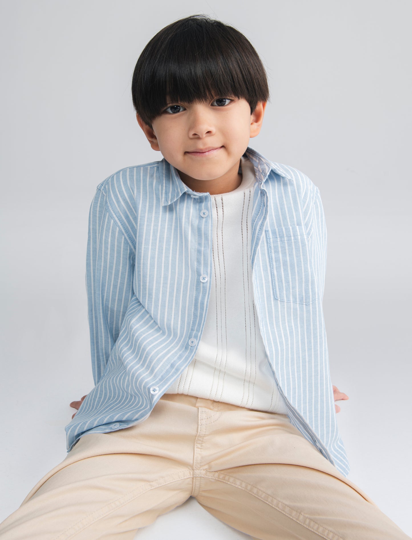 Camicia in cotone rigata con tasca - Righe