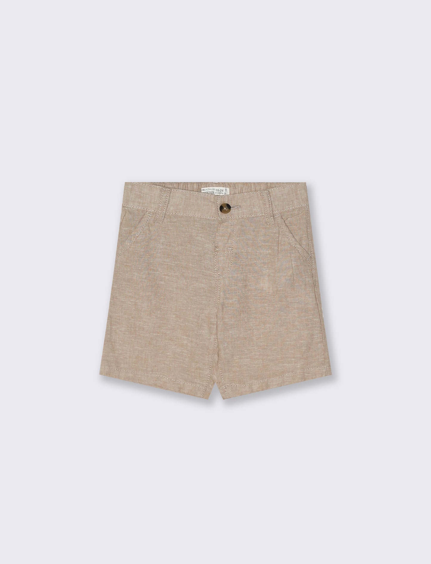 Bermuda in misto lino con tasche frontali - Beige