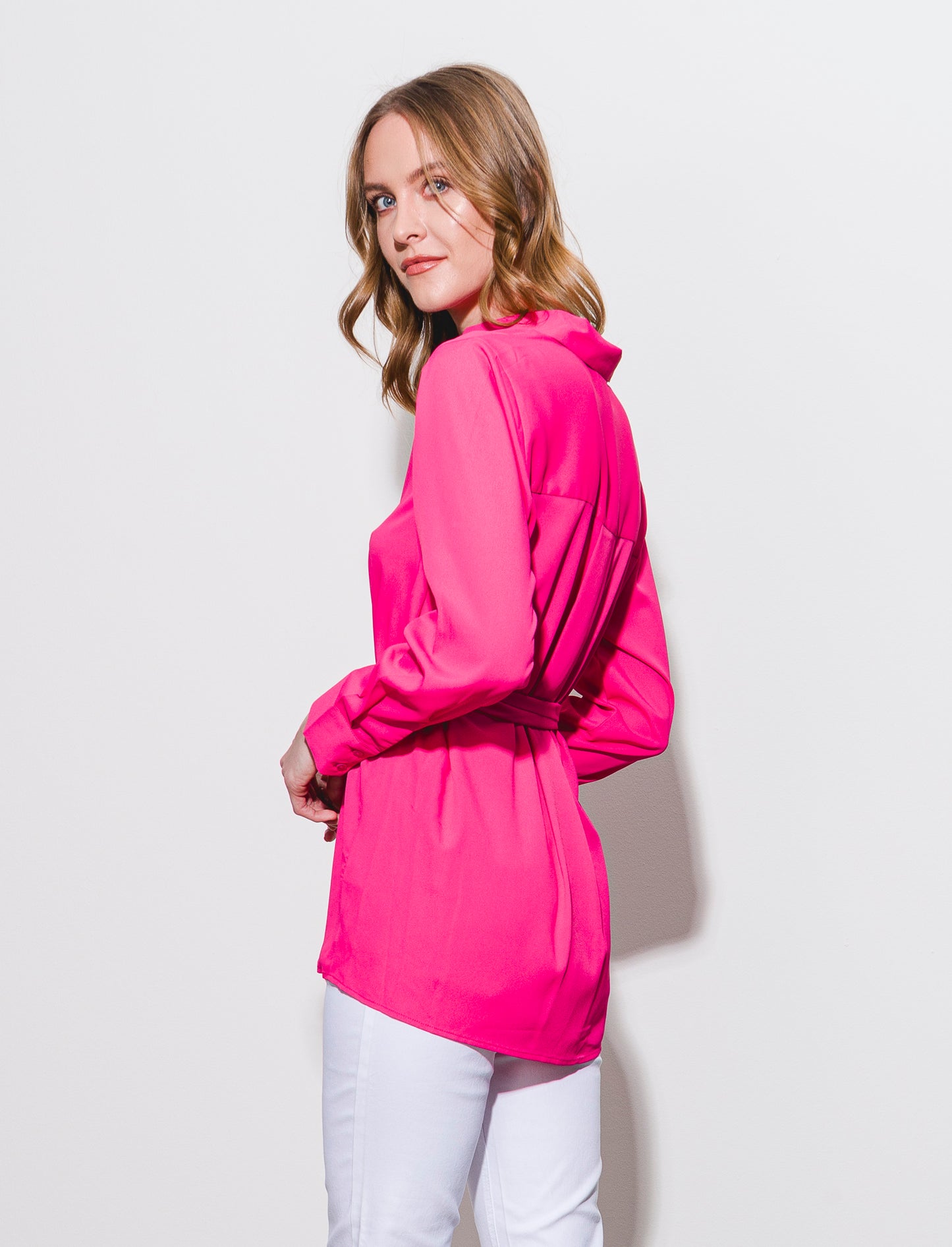 Fluid Waistband Shirt - Fuxia